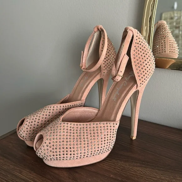 Jeffrey Campbell Women's Midler Blush Studded High Heels - Picture 2 of 6